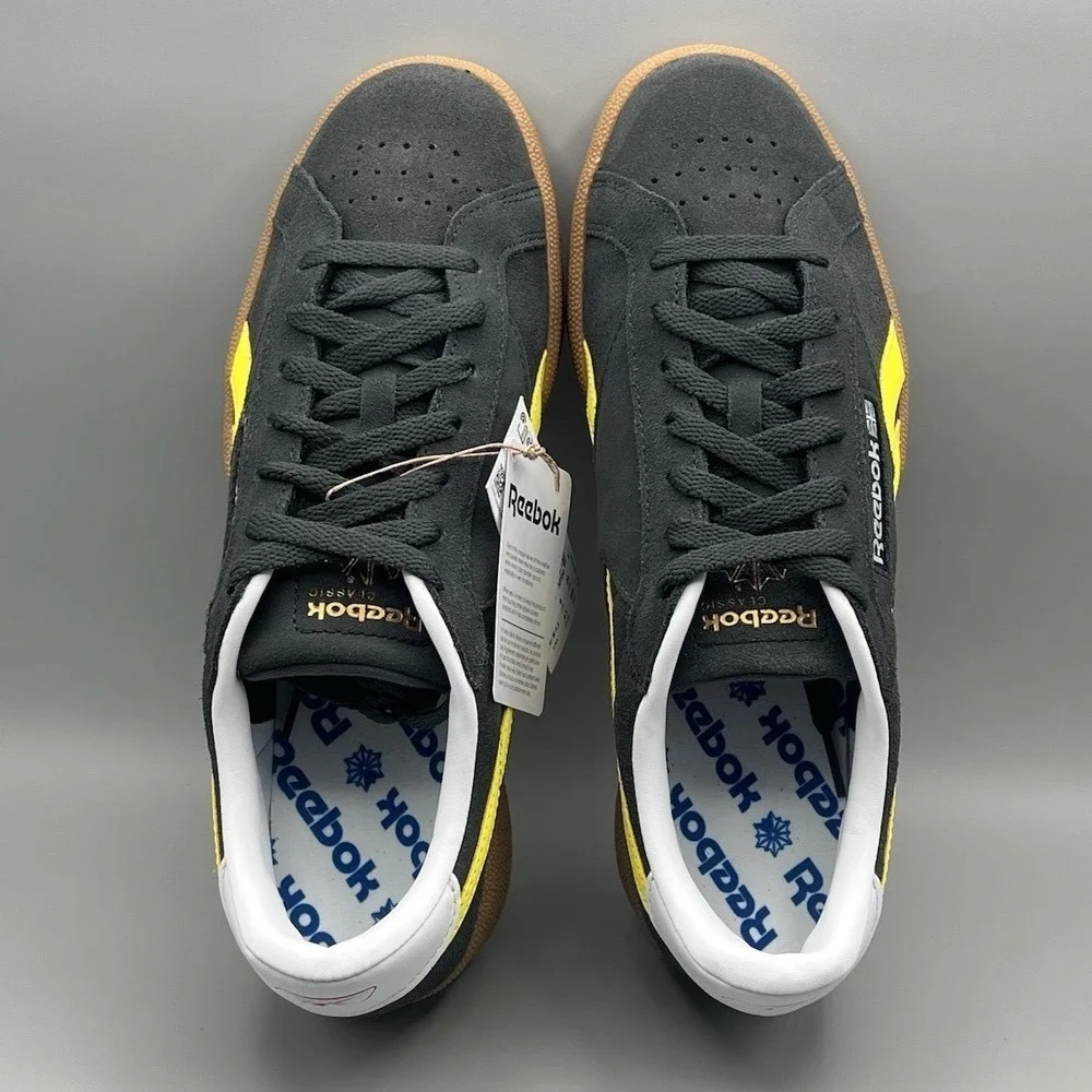 Reebok Classic Club C Grounds UK Gray Yellow Suede Retro - Men's Size 10 NEW